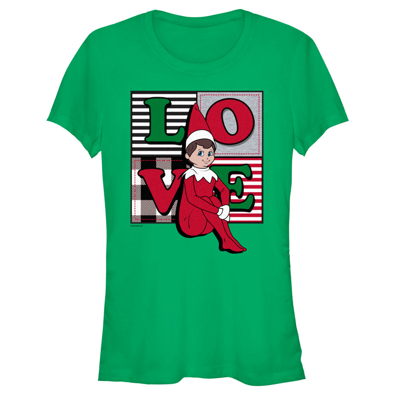 Junior's The Elf on the Shelf Plaid Love T-Shirt