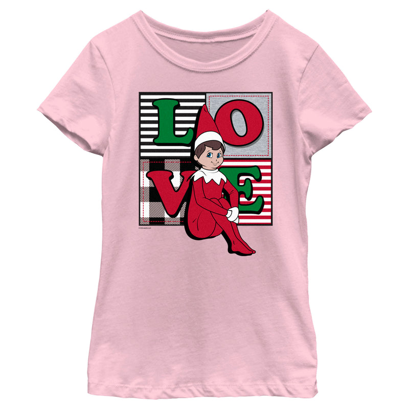 Girl's The Elf on the Shelf Plaid Love T-Shirt