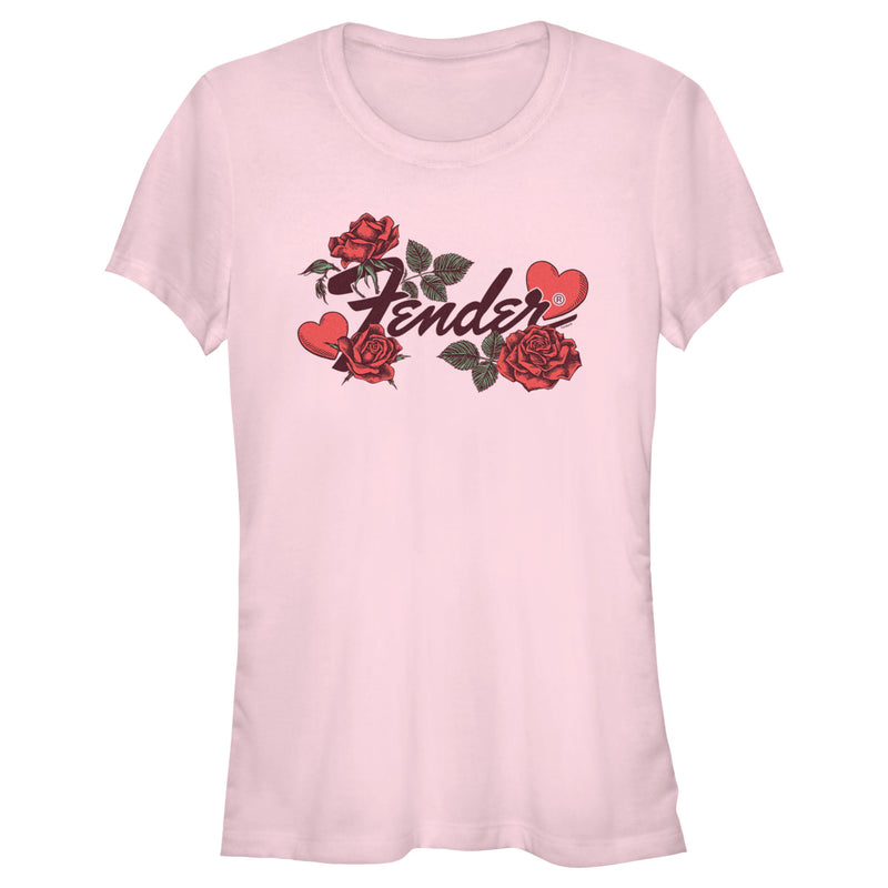 Junior's Fender Valentine Hearts and Roses T-Shirt