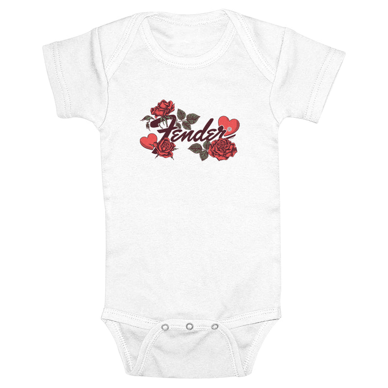 Infant's Fender Valentine Hearts and Roses Logo Onesie