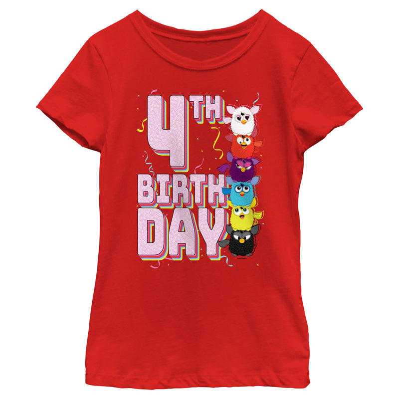 Girl's Furby Colorful Birhtday Line up T-Shirt