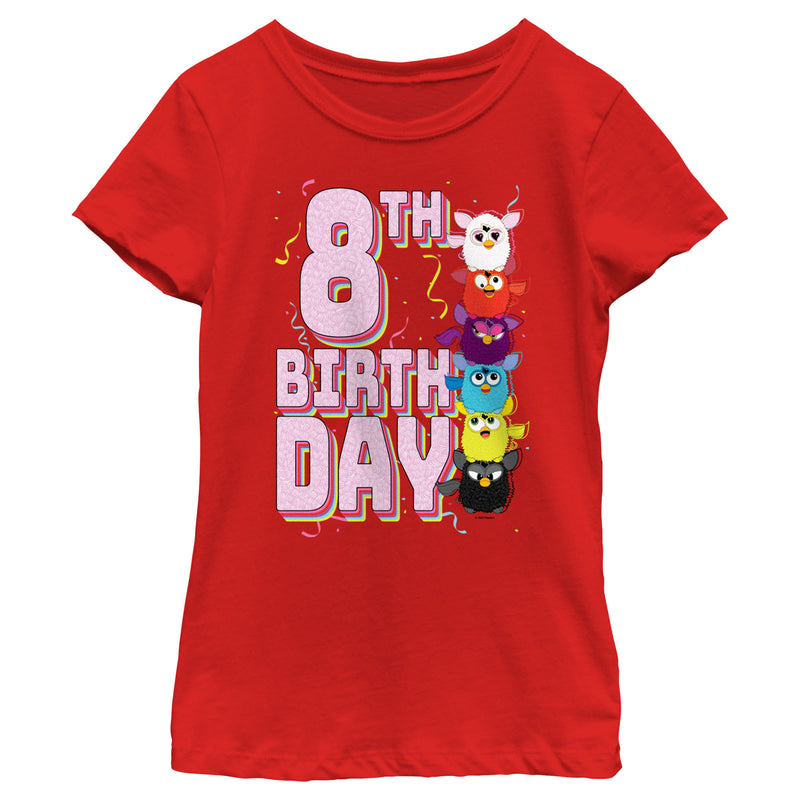 Girl's Furby Colorful Birhtday Line up T-Shirt