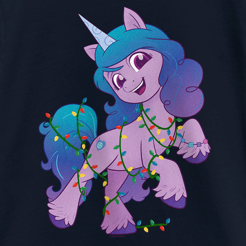 Girl's My Little Pony: A New Generation Izzy Moonbow Christmas Lights T-Shirt