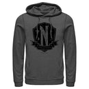 Men's Wednesday Nevermore Academy Distressed Emblem Pull Over Hoodie