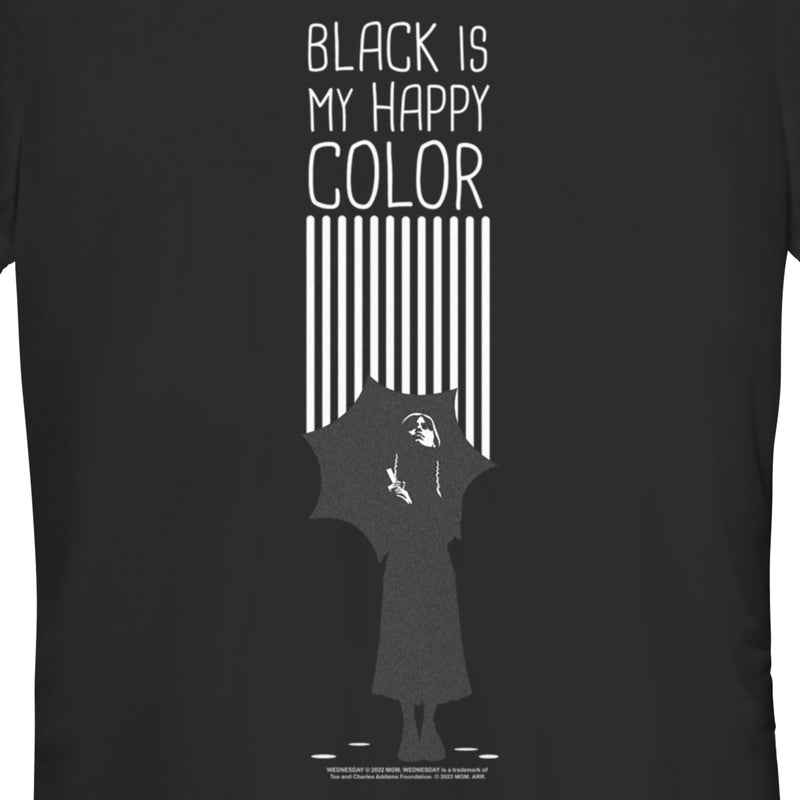 Junior's Wednesday Black Is My Happy Color Silhouette T-Shirt