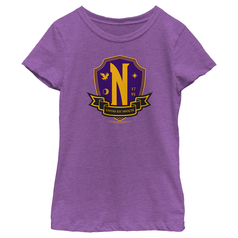 Girl's Wednesday Nevermore Academy Crest T-Shirt