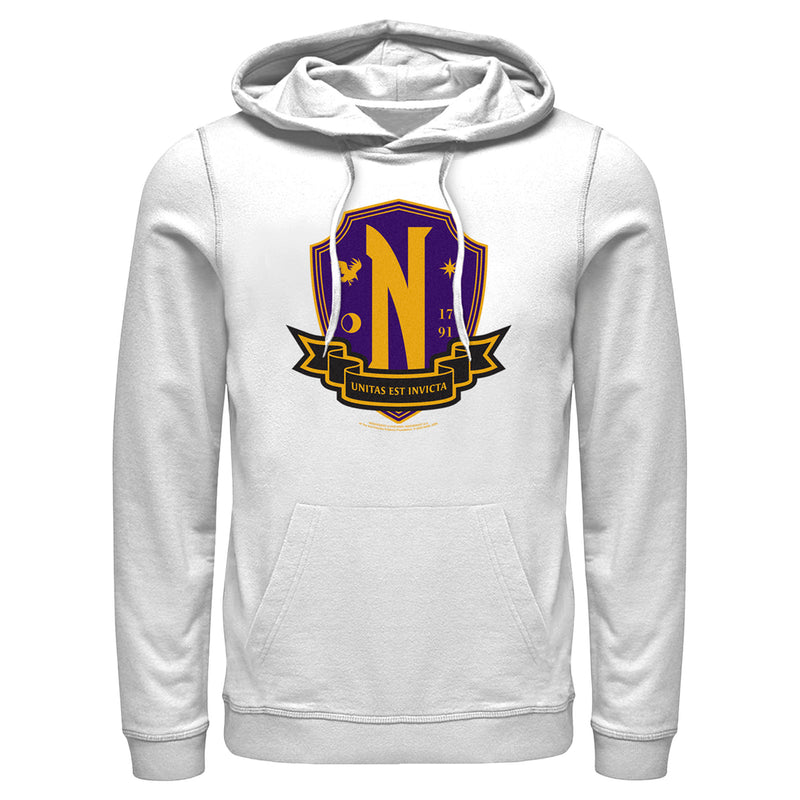 Men's Wednesday Nevermore Academy Crest Pull Over Hoodie