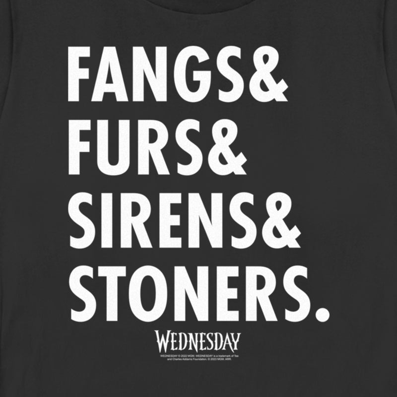 Women's Wednesday Fangs & Furs & Sirens & Stoners T-Shirt