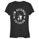 Junior's Wednesday I'm Allergic to Color Skulls T-Shirt