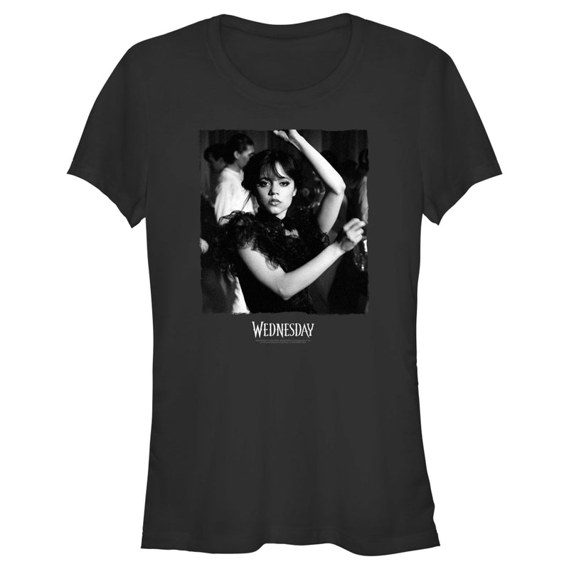 Junior's Wednesday Black and White Dance Scene T-Shirt