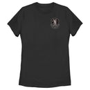 Women's Wednesday Small Nevermore Crest Black and White T-Shirt