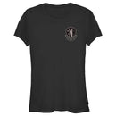 Junior's Wednesday Small Nevermore Crest Black and White T-Shirt