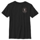 Boy's Wednesday Small Nevermore Crest Black and White T-Shirt