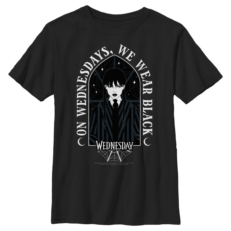 Boy's Wednesday We Wear Black Portrait T-Shirt