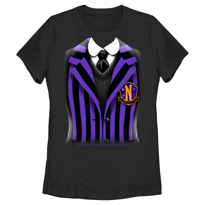 Women's Wednesday Nevermore Academy Uniform Purple T-Shirt