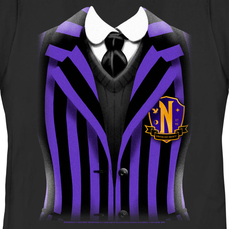 Women's Wednesday Nevermore Academy Uniform Purple T-Shirt