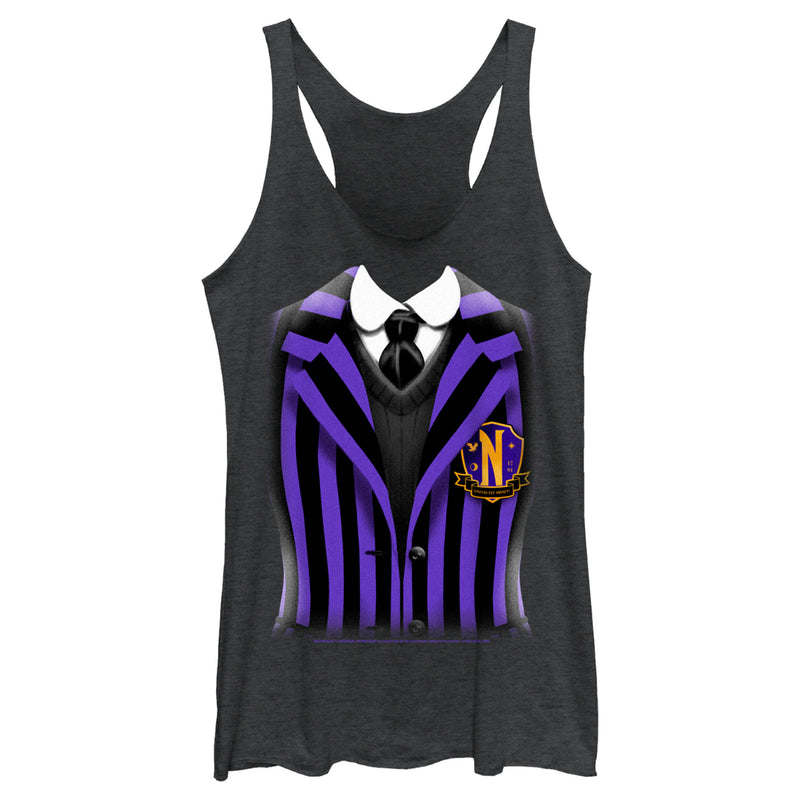 Women's Wednesday Nevermore Academy Uniform Purple Racerback Tank Top