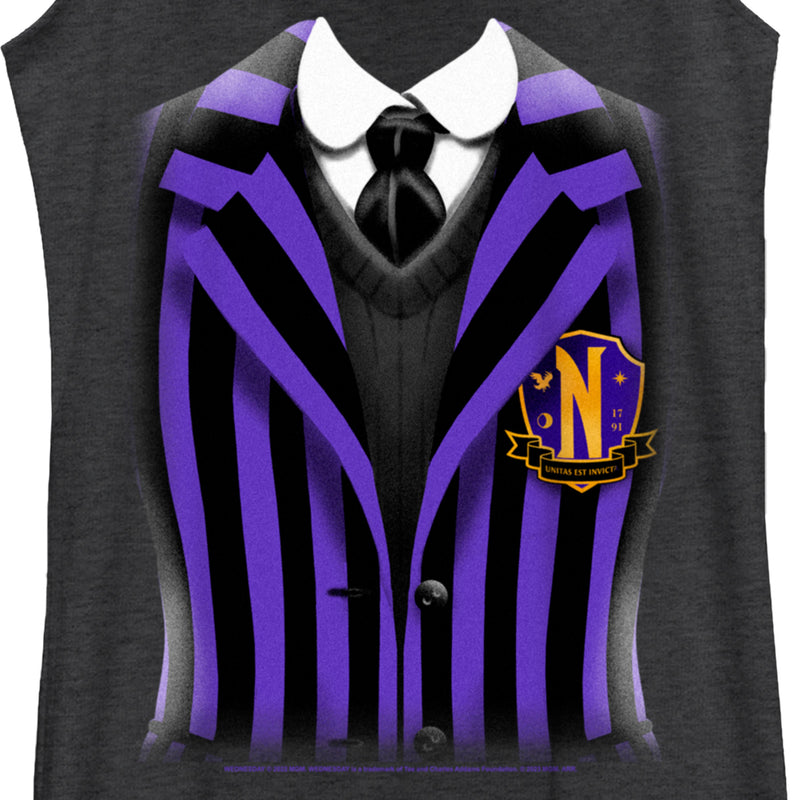 Women's Wednesday Nevermore Academy Uniform Purple Racerback Tank Top