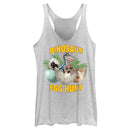 Women's Jurassic World Easter Velociraptor Dinosaur Egg Hunt Racerback Tank Top