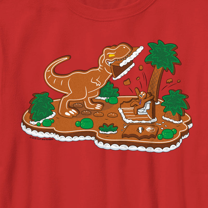 Boy's Jurassic World Gingerbread Dinosaur Island T-Shirt