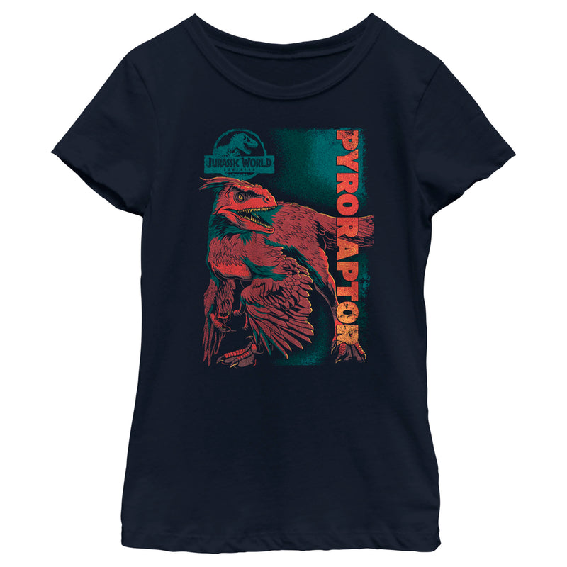 Girl's Jurassic World: Dominion Pyroraptor Dinosaur Portrait T-Shirt