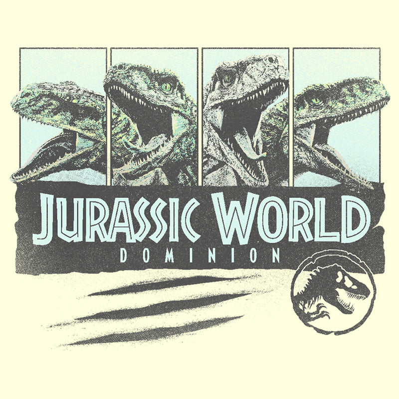 Men's Jurassic World: Dominion Velociraptor Vintage Panel Scratch T-Shirt