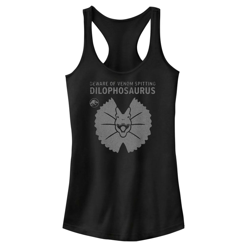 Junior's Jurassic World: Dominion Beware Venom Spitting Dilophosaurus Racerback Tank Top