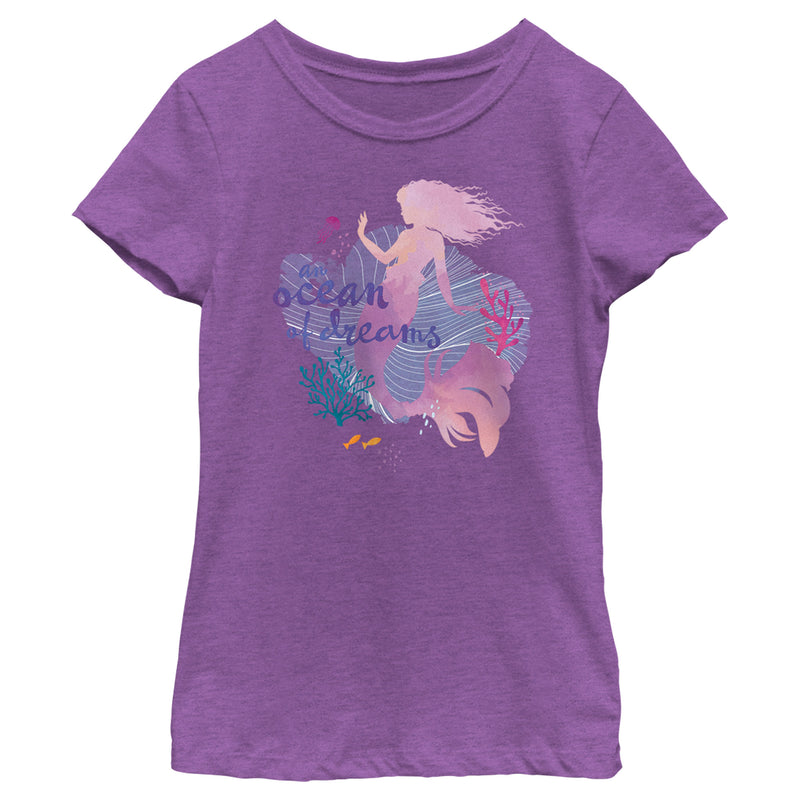 Girl's The Little Mermaid Ariel Silhouette An Ocean of Dreams T-Shirt
