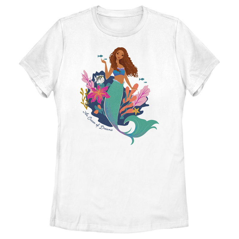 Women\'s The Little Mermaid Dreams of Fifth An Ocean – Ariel T-Shirt Sun