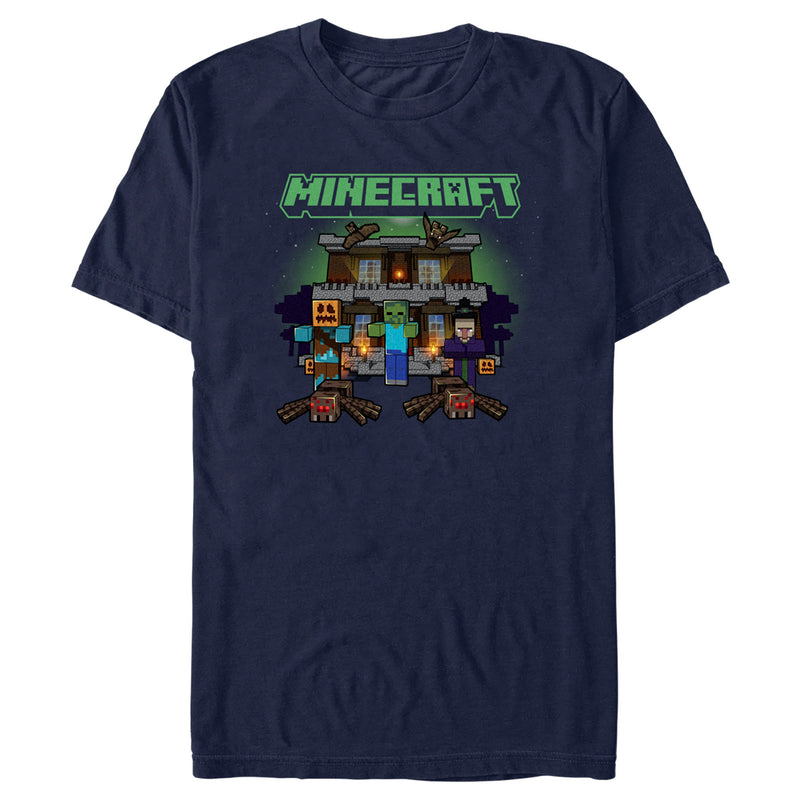 Men's Minecraft Halloween Creeper Haunted House T-Shirt