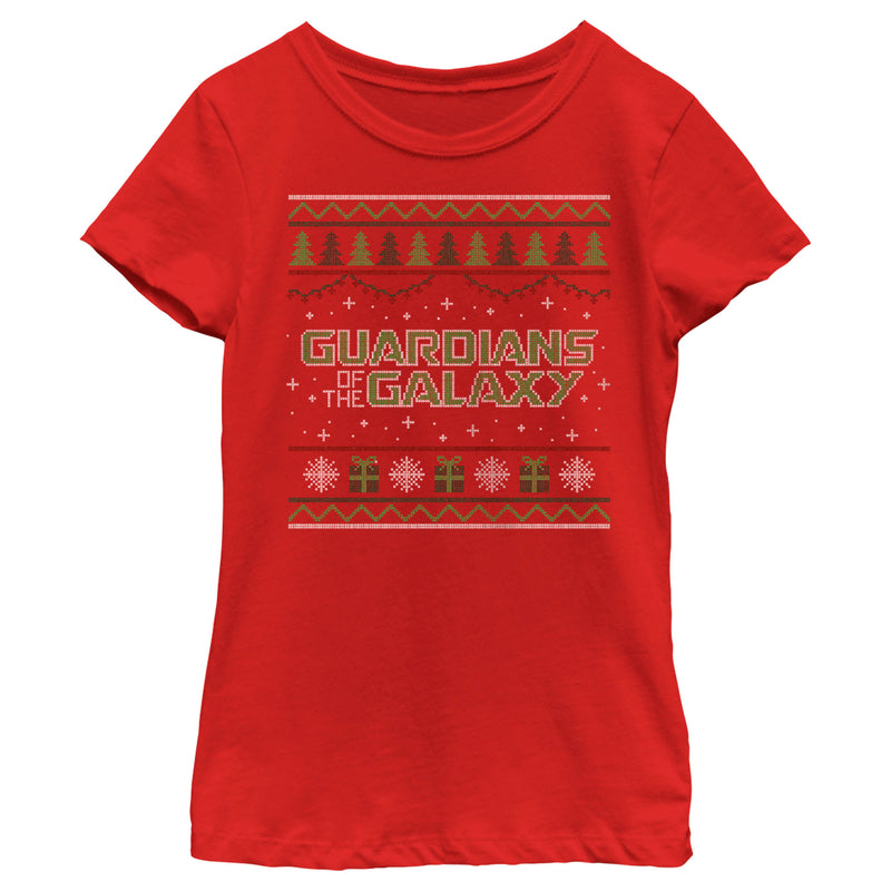 Girl's Guardians of the Galaxy Holiday Special Christmas Sweater Print T-Shirt