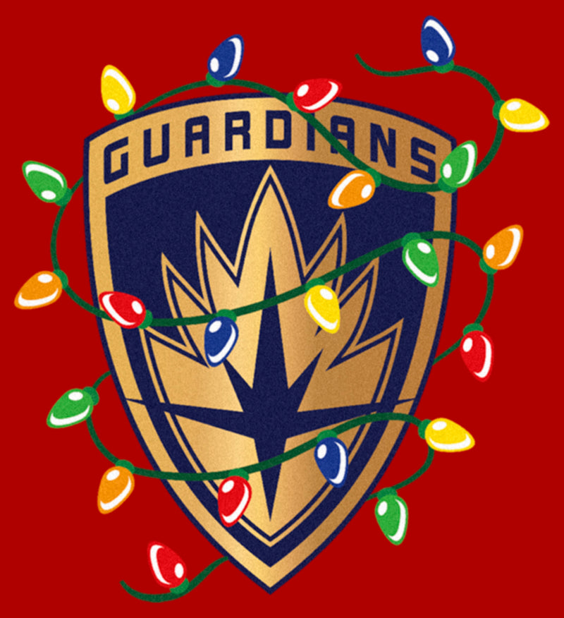 Junior's Guardians of the Galaxy Holiday Special Christmas Lights Badge T-Shirt