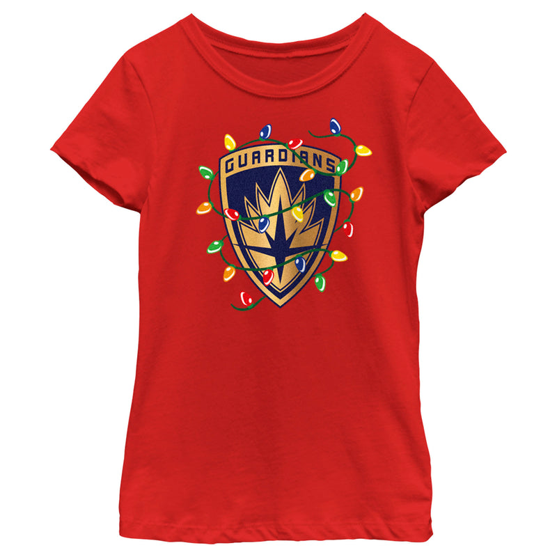 Girl's Guardians of the Galaxy Holiday Special Christmas Lights Badge T-Shirt