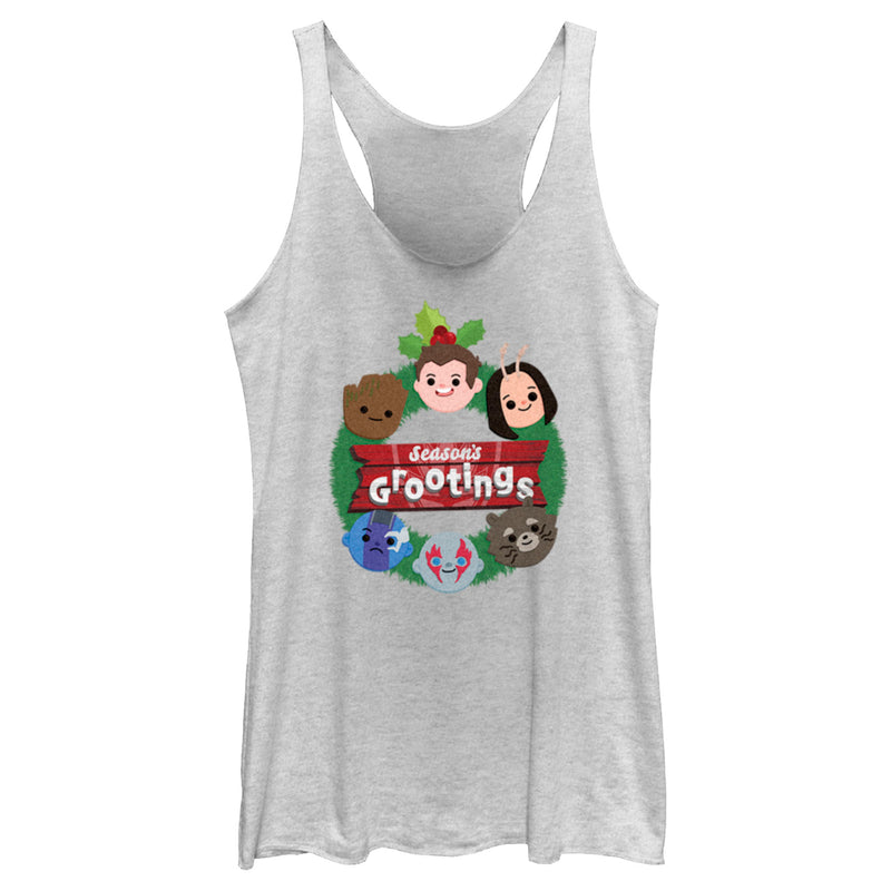 Women's Guardians of the Galaxy Holiday Special Season's Grootings Cute Characters Racerback Tank Top