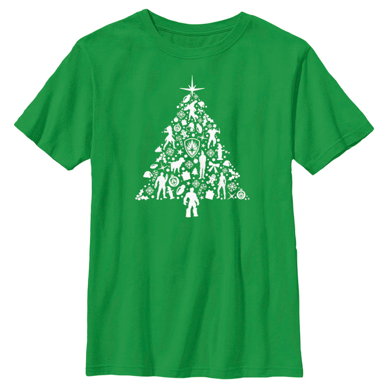 Boy's Guardians of the Galaxy Holiday Special Silhouettes Christmas Tree T-Shirt