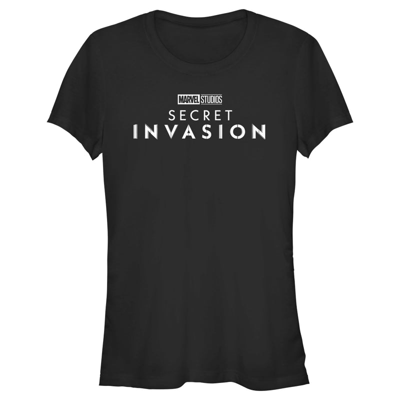 Junior's Marvel: Secret Invasion Black and White Logo T-Shirt