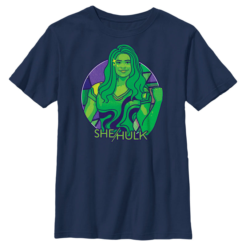 Boy's She-Hulk: Attorney at Law Green Hero Smile T-Shirt