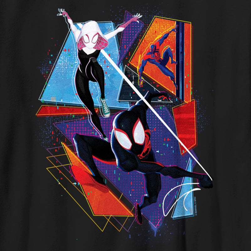 Boy's Spider-Man: Across the Spider-Verse Group Colorful Poster T-Shirt