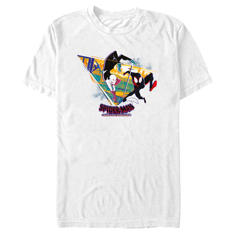 Men's Spider-Man: Across the Spider-Verse Miles Morales and Spider Gwen Logo T-Shirt