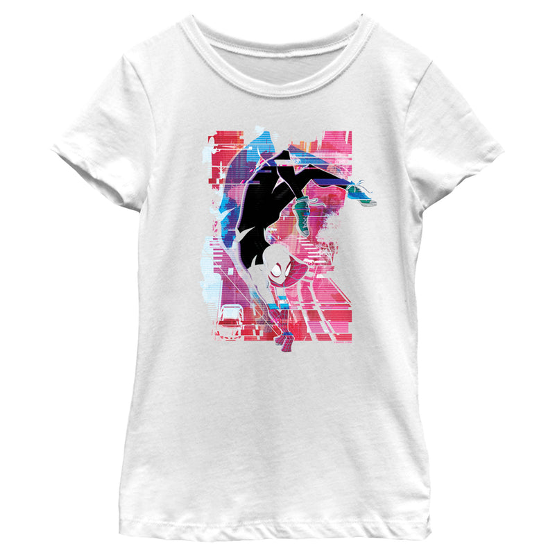 Girl's Spider-Man: Across the Spider-Verse Spider Gwen Colorful Poster T-Shirt