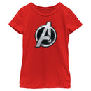 Girl's The Marvels Silver Avengers Logo T-Shirt