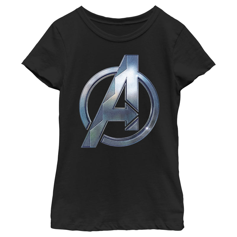 Girl's Black Panther: Wakanda Forever Metallic Wakanda Avengers Logo T-Shirt