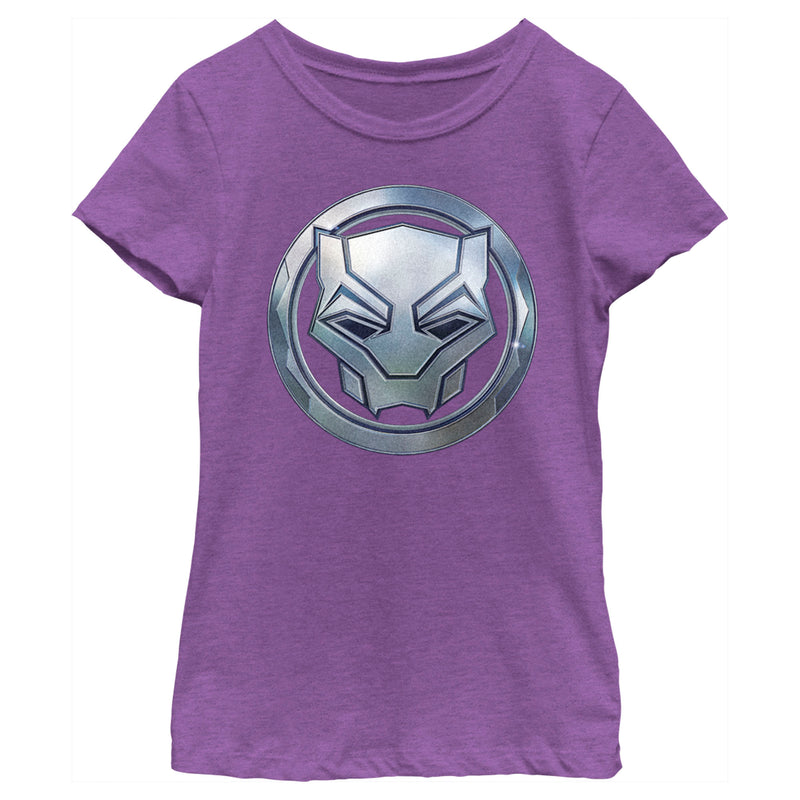 Girl's Black Panther: Wakanda Forever Metallic Panther Icon T-Shirt