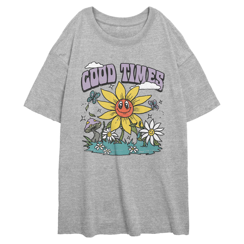 Junior's Lost Gods Good Times Smiley Flowers T-Shirt