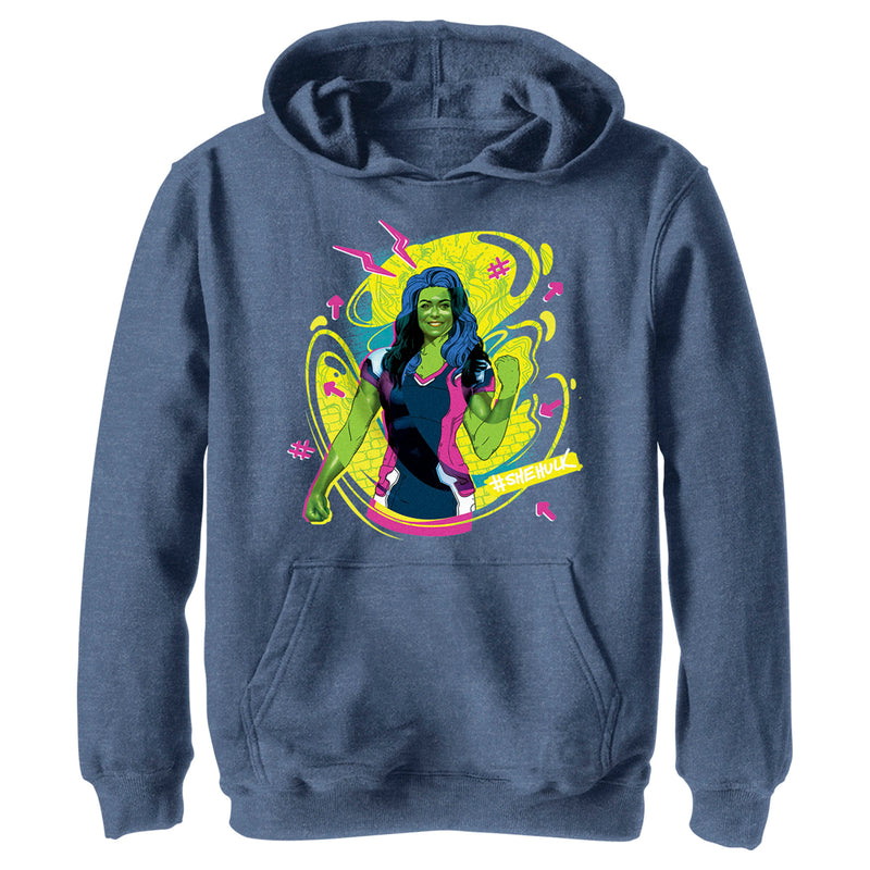 Boy's She-Hulk: Attorney at Law Real Life Vs Cartoon Pull Over Hoodie