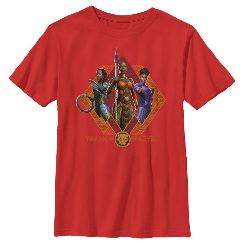 Boy's Black Panther: Wakanda Forever Okoye Shuri and Nakia Portraits T-Shirt