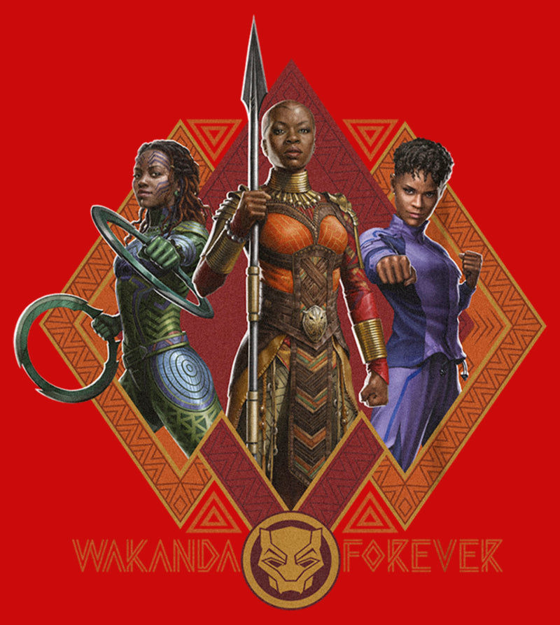 Boy's Black Panther: Wakanda Forever Okoye Shuri and Nakia Portraits T-Shirt