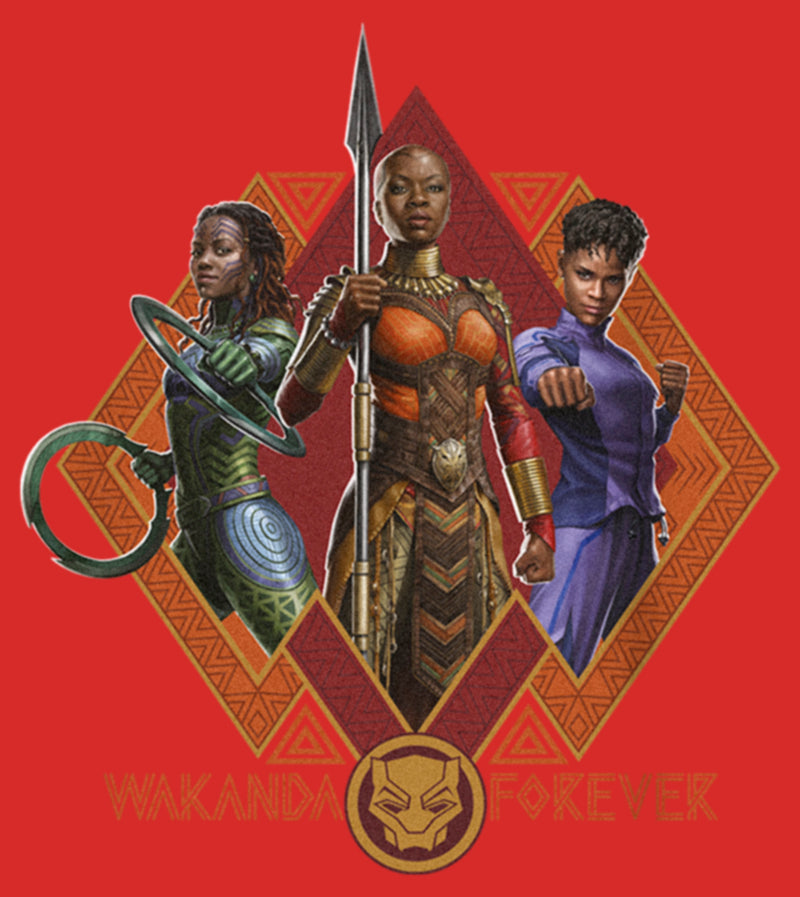 Women's Black Panther: Wakanda Forever Okoye Shuri and Nakia Portraits Racerback Tank Top