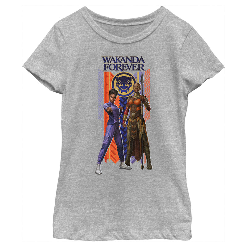 Girl's Black Panther: Wakanda Forever Shuri and Okoye Movie Logo T-Shirt