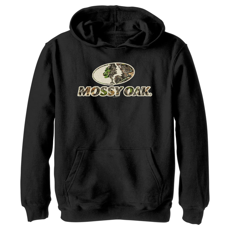 Boy's Mossy Oak Classic Camouflage Logo Pull Over Hoodie